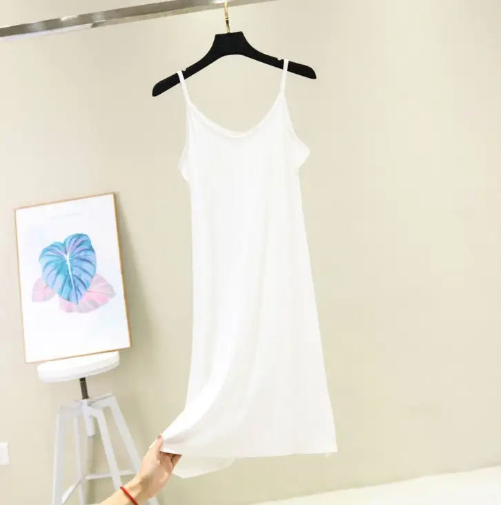 Summer White Modal Lining Skirt Dress with Strap