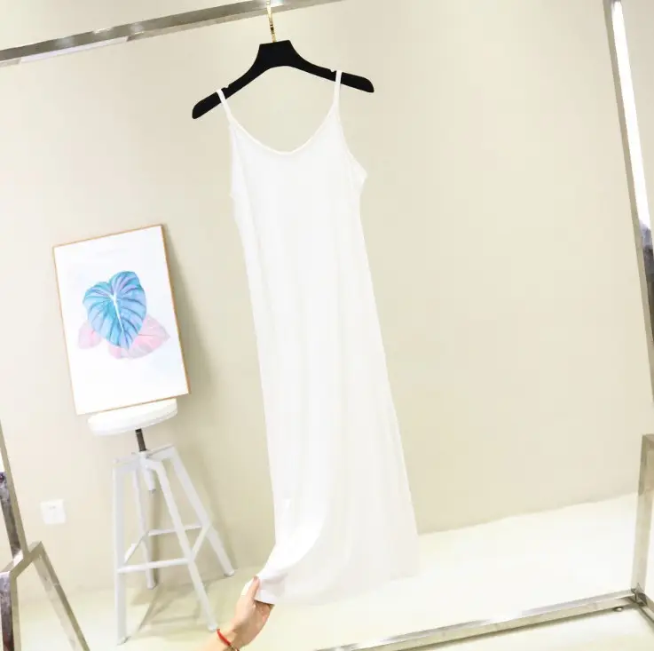 Summer White Modal Lining Skirt Dress with Strap