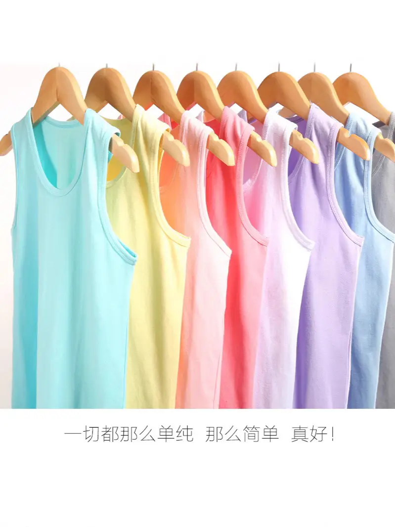 Summer Cotton Sleeveless Vest Light Blue Solid - Image 14