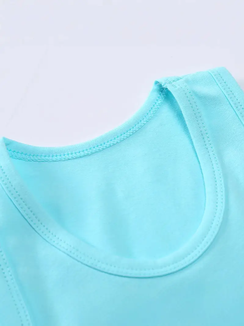 Summer Cotton Sleeveless Vest Light Blue Solid - Image 15