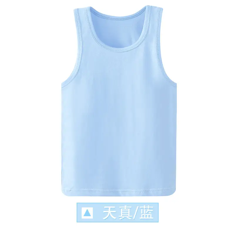 Summer Cotton Sleeveless Vest Light Blue Solid - Image 5