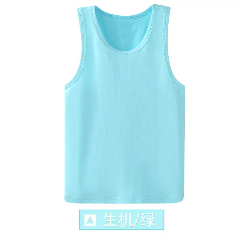Summer Cotton Sleeveless Vest Light Blue Solid - Image 6