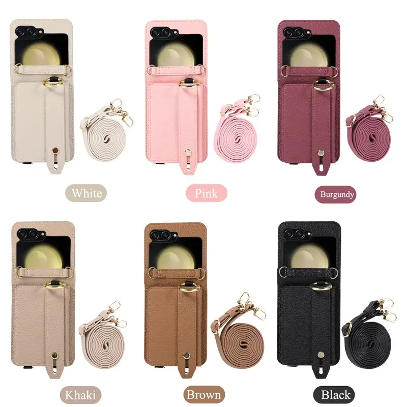 Samsung Z Flip 30% Off Wrist Strap Phone Case with Crossbody Card Holder - Image 8
