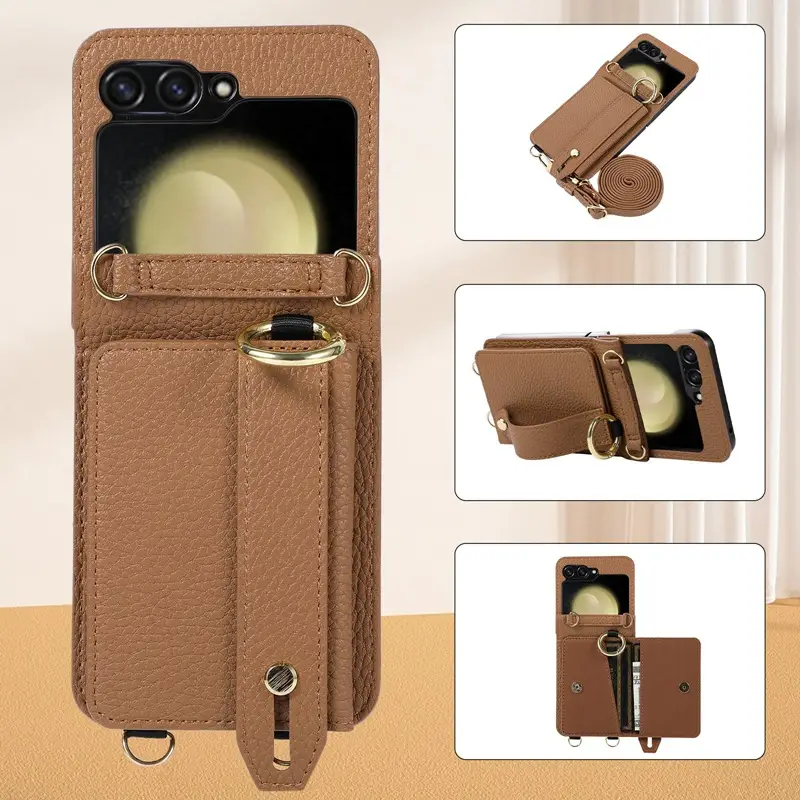 Samsung Z Flip 30% Off Wrist Strap Phone Case with Crossbody Card Holder - Image 10