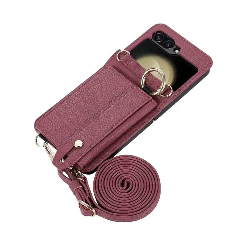 Samsung Z Flip 30% Off Wrist Strap Phone Case with Crossbody Card Holder - Image 11