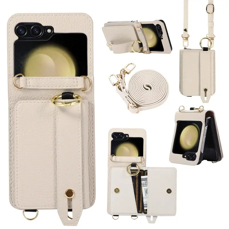 Samsung Z Flip 30% Off Wrist Strap Phone Case with Crossbody Card Holder - Image 2