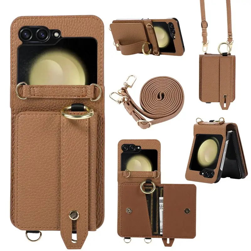 Samsung Z Flip 30% Off Wrist Strap Phone Case with Crossbody Card Holder - Image 5