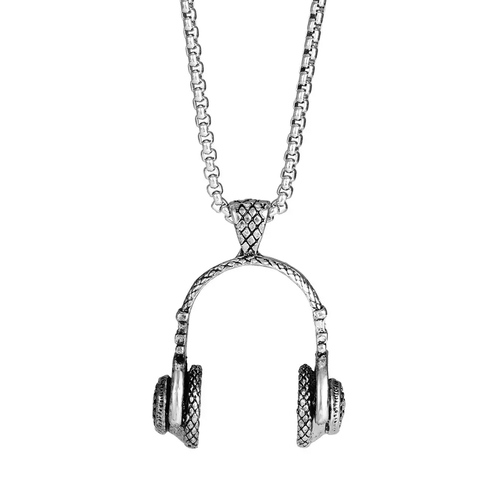 Men's Titanium Steel Cross-Border Music Headphone Pendant Necklace - Image 5