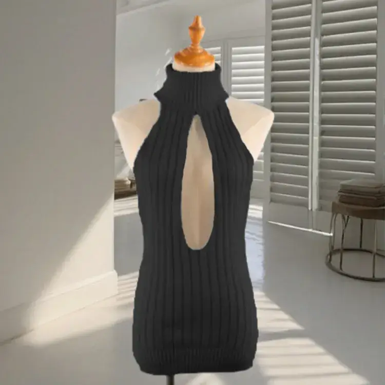 Women Sexy Backless Knitted Turtleneck Sweater - Image 7