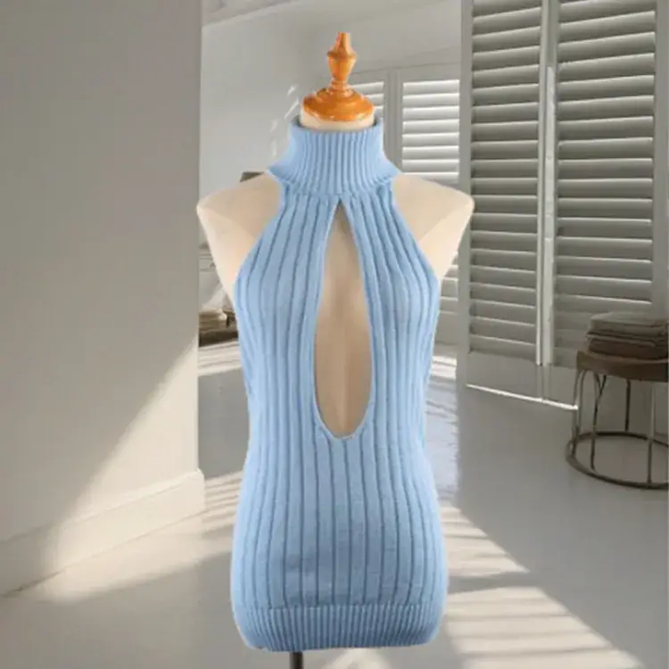 Women Sexy Backless Knitted Turtleneck Sweater - Image 8