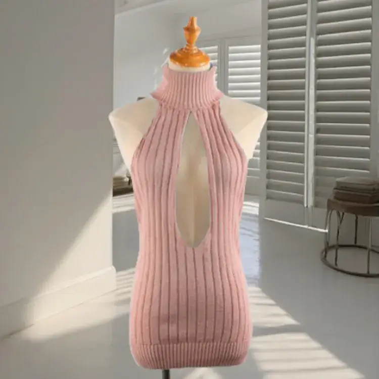 Women Sexy Backless Knitted Turtleneck Sweater - Image 9