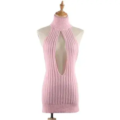 Women Sexy Backless Knitted Turtleneck Sweater - Image 10