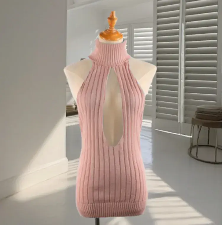 Women Sexy Backless Knitted Turtleneck Sweater - Image 2