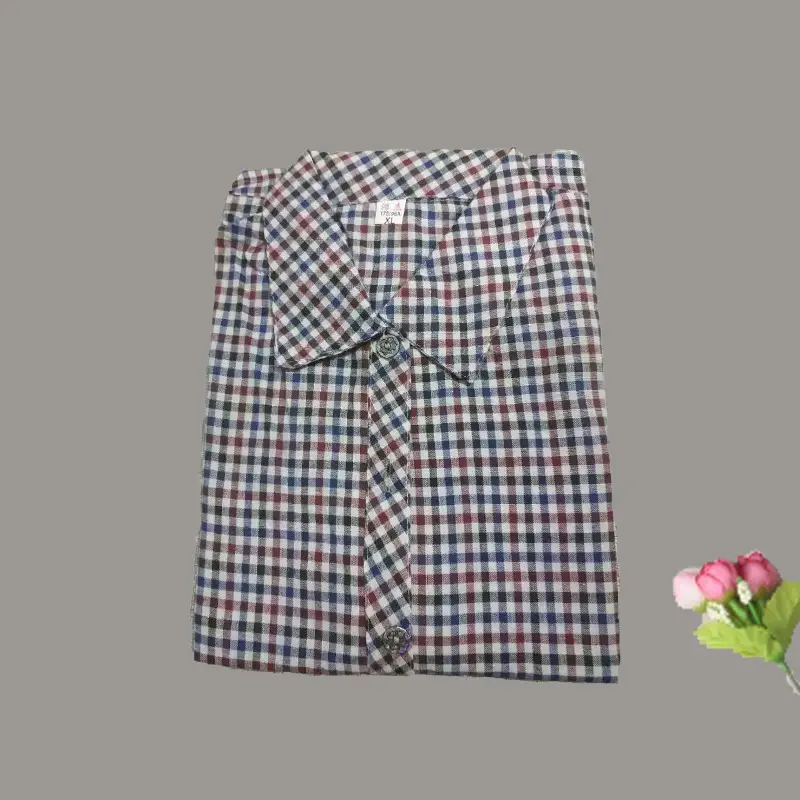 Middle-Aged Plaid Check Shirt for Women 60-70 - Image 6