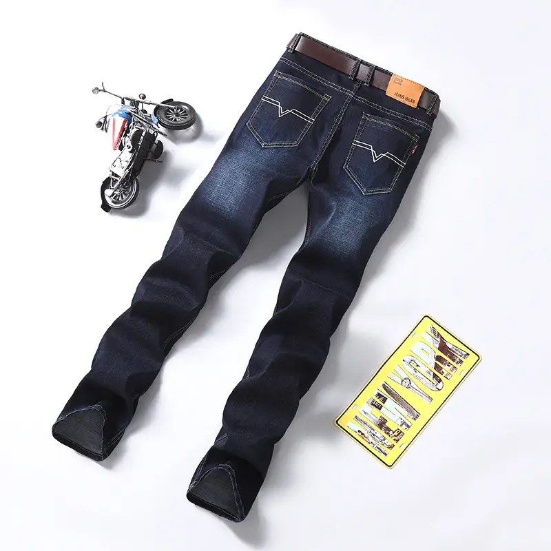 Men's Stretch Slim Fit Jeans Blue Brown Belt