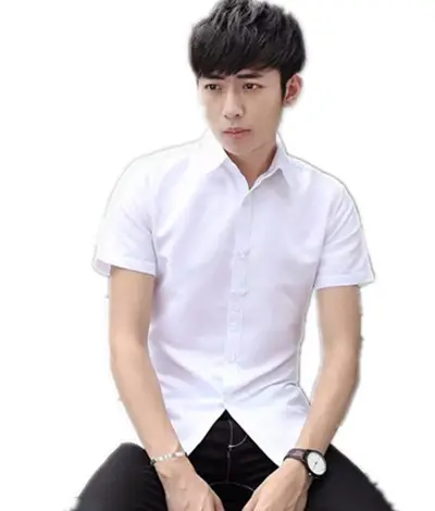 Men's Short Sleeve White Slim Fit Business Shirt