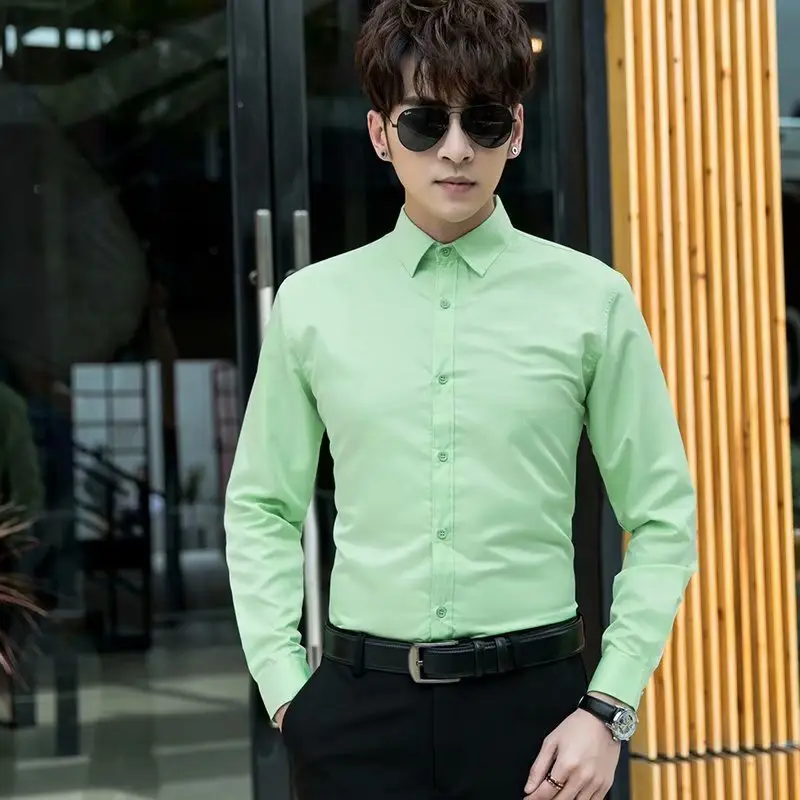 Purple Slim Fit Men's Long Sleeve Shirt for Weddings & Office