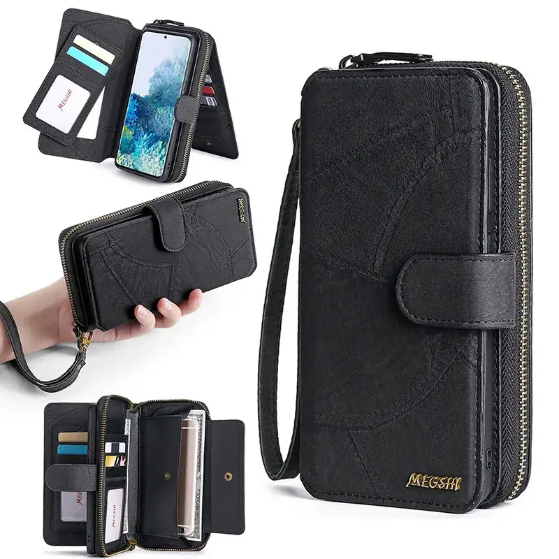 Purple Leather Wallet Case for iPhone 15 Max - Image 4