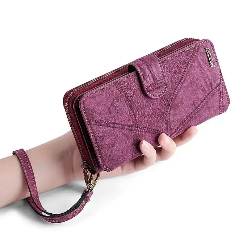 Purple Leather Wallet Case for iPhone 15 Max - Image 3