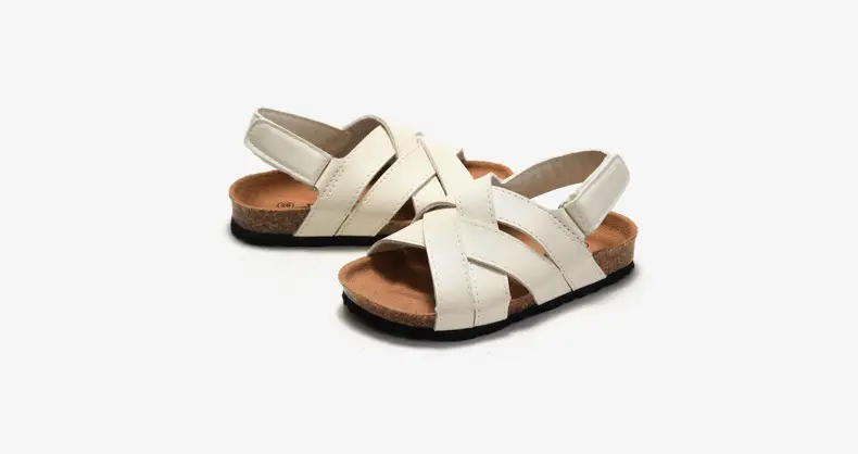 Black Leather Cross Strap Sandals for Boys Girls — feature 11