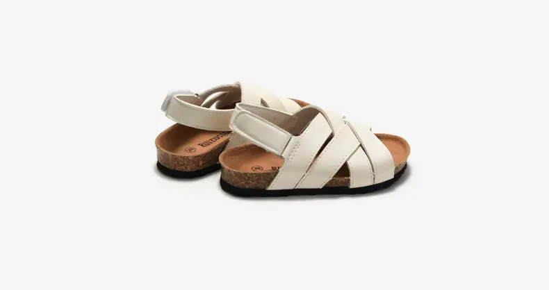 Black Leather Cross Strap Sandals for Boys Girls — feature 12