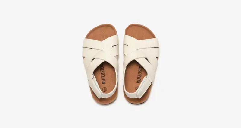 Black Leather Cross Strap Sandals for Boys Girls — feature 13