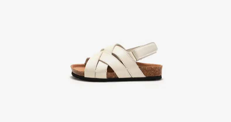 Black Leather Cross Strap Sandals for Boys Girls — feature 14