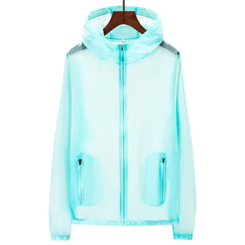 Men's Light Blue Hooded Zipper Jacket Quick-Drying - Image 12