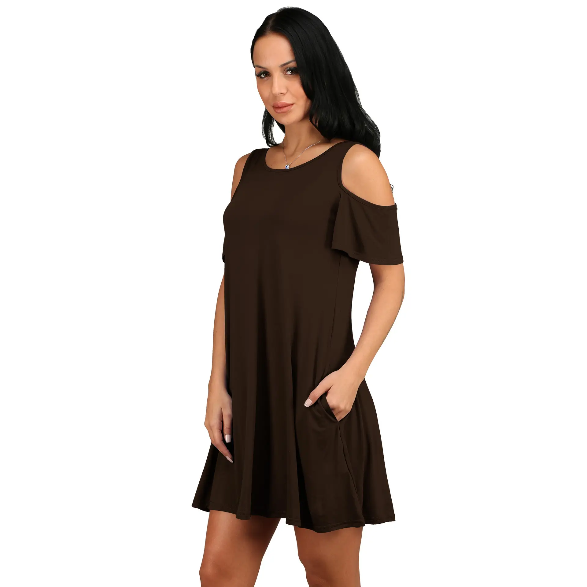 Women's Hot Fashion Shoulder Dress Olive Green