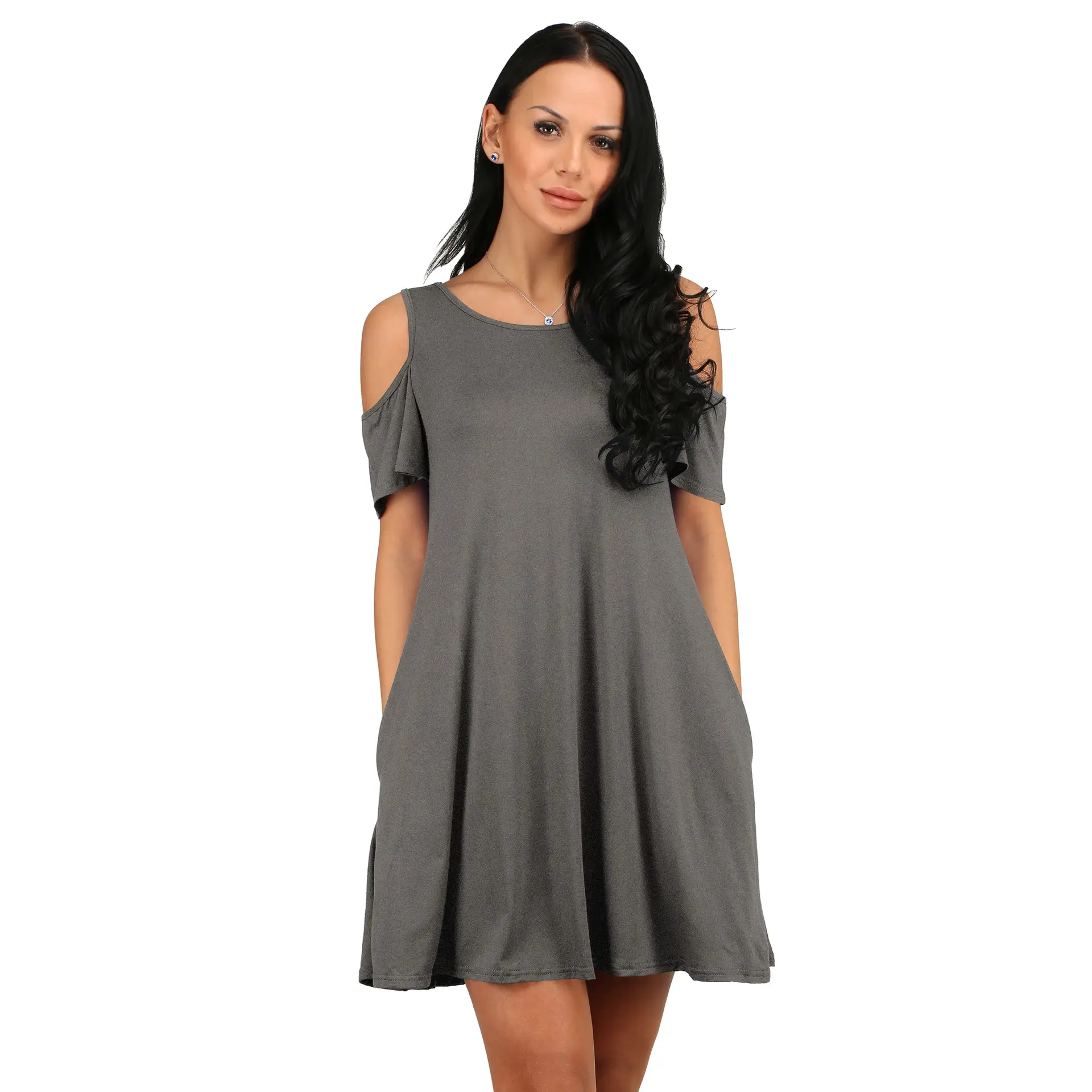 Women's Hot Fashion Shoulder Dress Olive Green