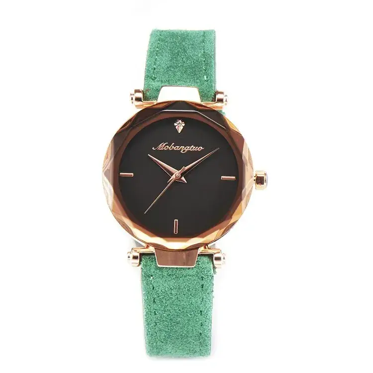 Rose Gold Women's Quartz Watch with Sand Suede Strap