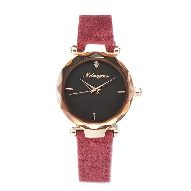 Rose Gold Women's Quartz Watch with Sand Suede Strap