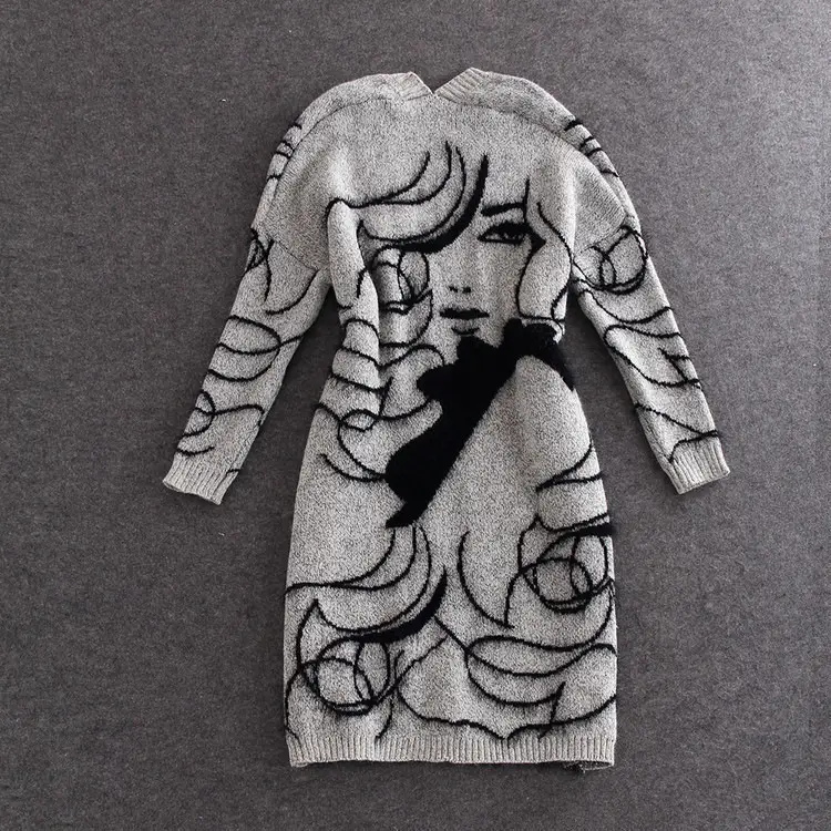 2025 Women Abstract Bat Sleeve Sweater Cardigan Jacket - Image 4