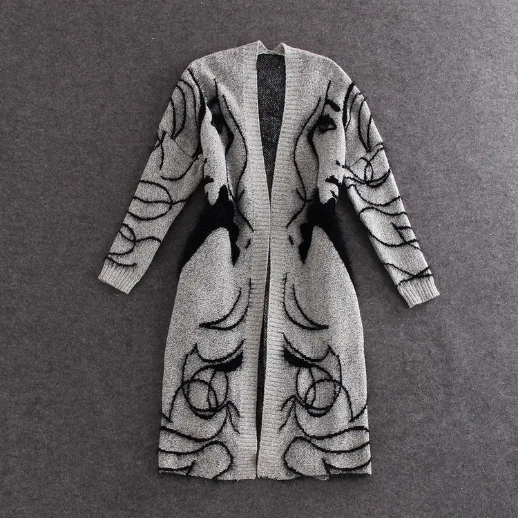 2025 Women Abstract Bat Sleeve Sweater Cardigan Jacket - Image 5