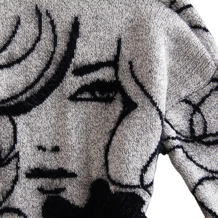 2025 Women Abstract Bat Sleeve Sweater Cardigan Jacket - Image 6