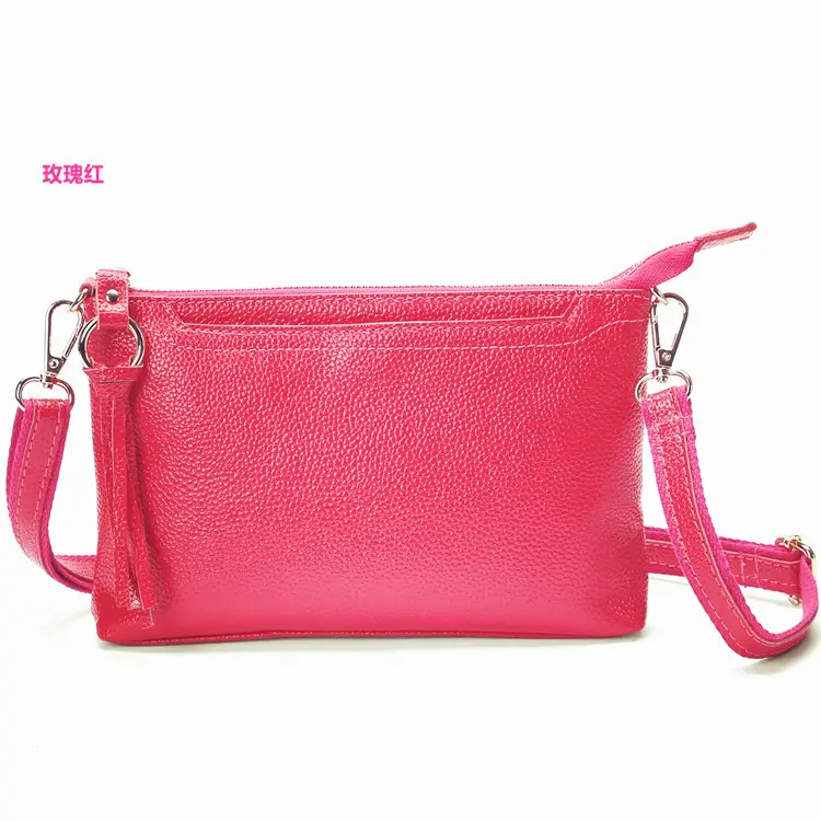 Red Diagonal Shoulder Bag for Women with Tassel