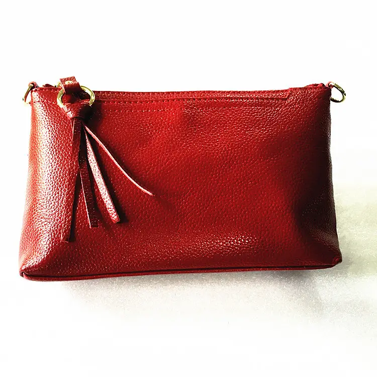 Red Diagonal Shoulder Bag for Women with Tassel