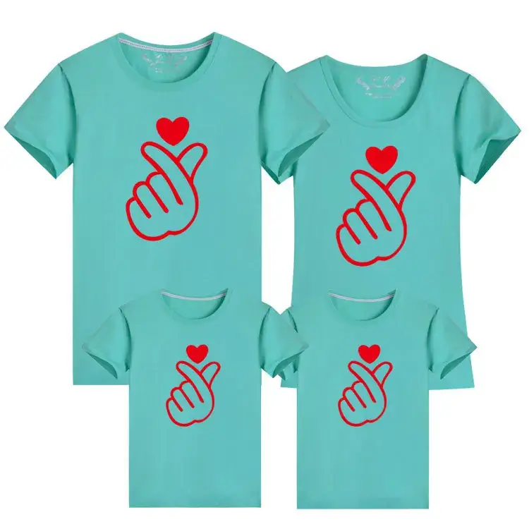 Blue Finger Heart T-Shirt Set for Couple Large Size - Image 13