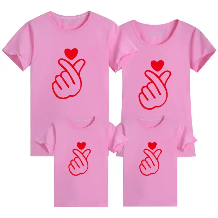 Blue Finger Heart T-Shirt Set for Couple Large Size - Image 14