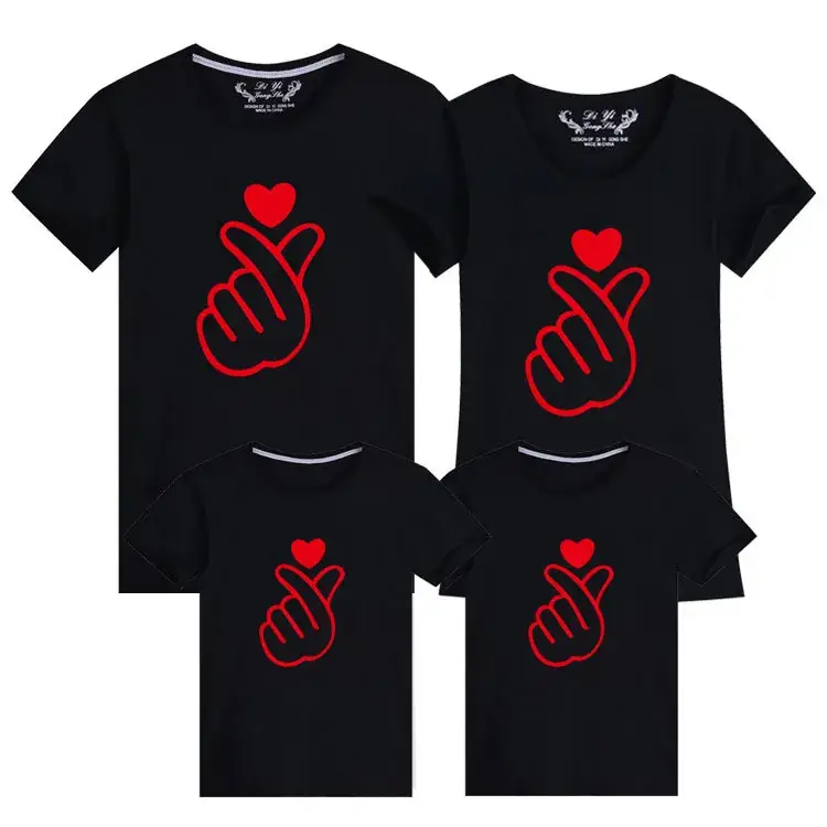 Blue Finger Heart T-Shirt Set for Couple Large Size - Image 15