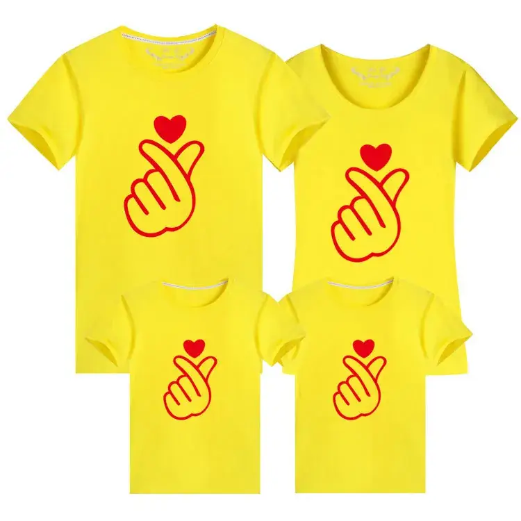 Blue Finger Heart T-Shirt Set for Couple Large Size - Image 2