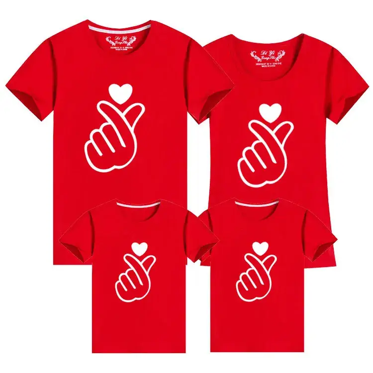 Blue Finger Heart T-Shirt Set for Couple Large Size - Image 3