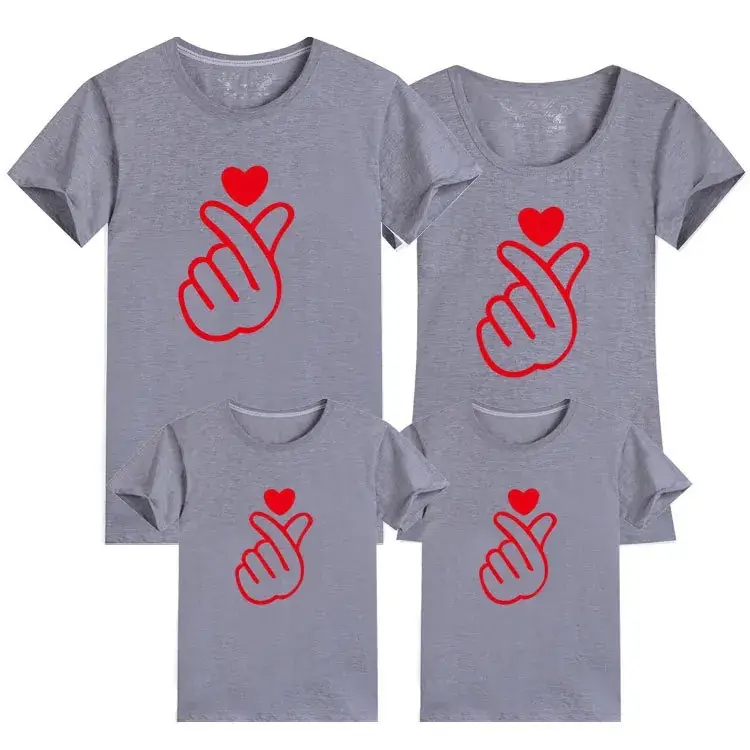 Blue Finger Heart T-Shirt Set for Couple Large Size - Image 6