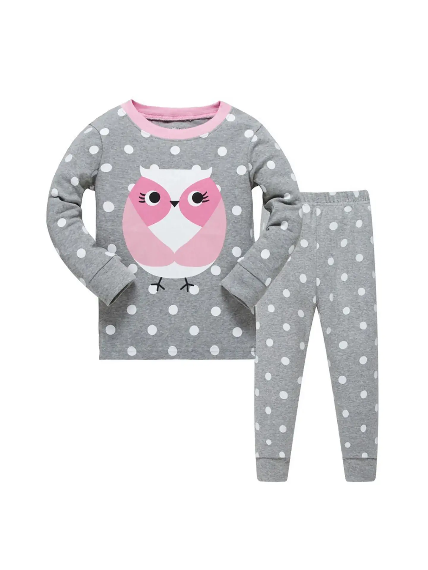 Baby Owl Pajamas Set Gray Cotton 3-8Y - Image 10