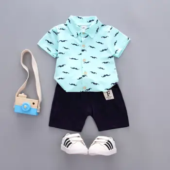 Baby Boys Green Polo Shorts Set 0-3Yr Drop Shipping — feature 16
