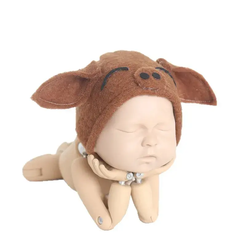Brown Baby Pig Hat for Newborns Photography Props - Image 5