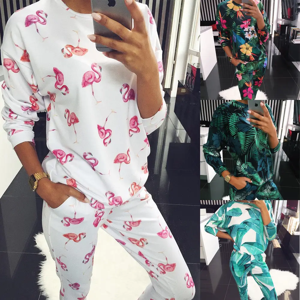 Multicolor Printed Casual Suit for Women Round Neck — feature 2
