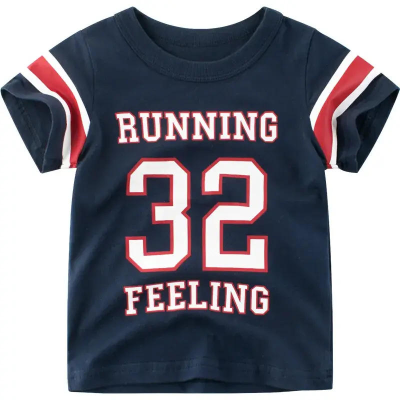 Running Feeling 32 Kids T-Shirt Navy Red Stripes - Image 5