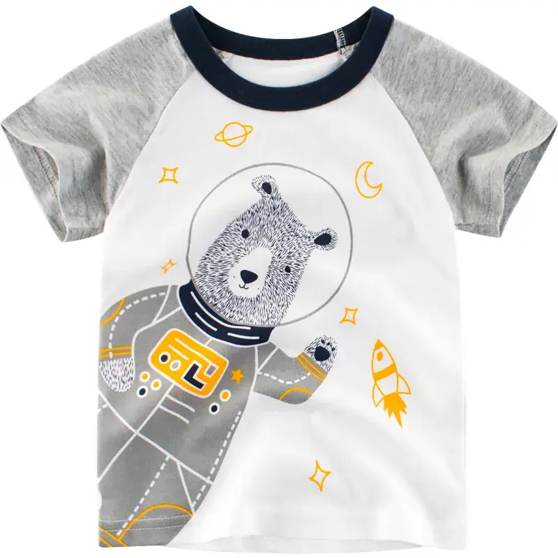Kids Astronaut Short Sleeve T-Shirt White Gray 2024 - Image 5