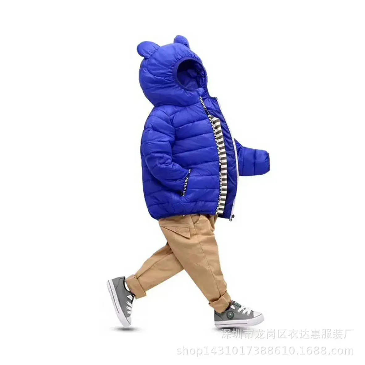 Children's Hooded Puffer Jacket Navy Blue 5-10y - Image 5